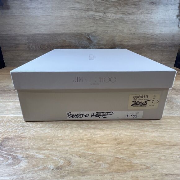 Jimmy Choo Black Pointy Toe Leather Bootie Boots Size 37.5 US 7.5 W Box - Picture 13 of 13